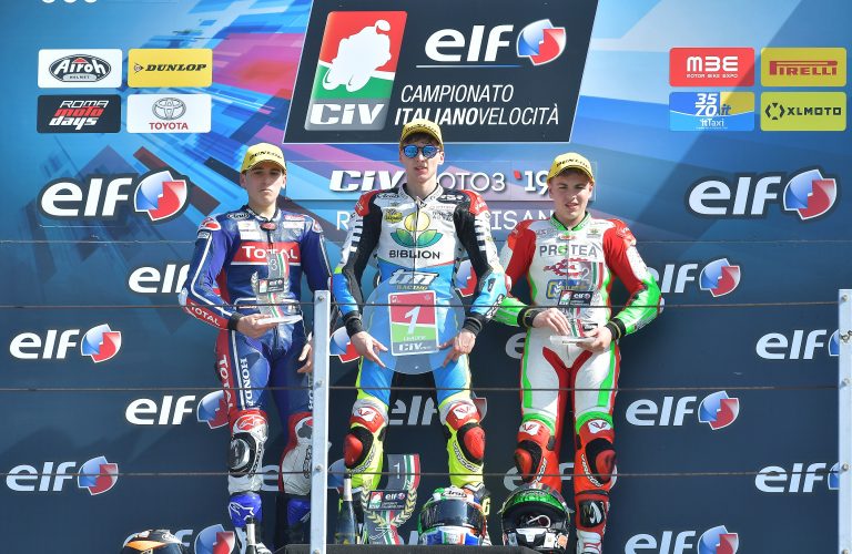 PRIMO PODIO PER TACCINI CON I COLORI DEL JUNIOR TEAM TOTAL GRESINI   