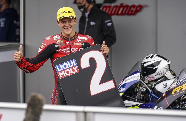 RODRIGO, FRONT ROW AFTER FREE PRACTICE TUMBLE   